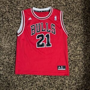 adidas Red & Black Chicago Bulls #21 Kids Basketball Jersey